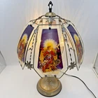 Vintage OK Lighting 6 panel Table lamp Guardian Angel w/ Animals XMAS RARE READ