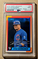 2016 Topps Archives Fan Favorites Auto Blue Kyle Schwarber RC # 84/199 PSA 9.