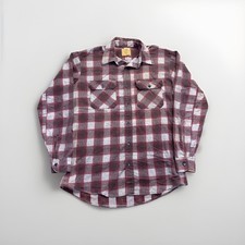 Vintage Sears Flannel Shirt Mens L Red Plaid Perma Prest 70s Vtg Perma Prest