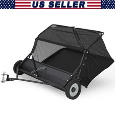 48" Tow Behind Lawn Sweeper ,25 Cu.Ft Yard Sweeper Leaf Grass Collector Garden