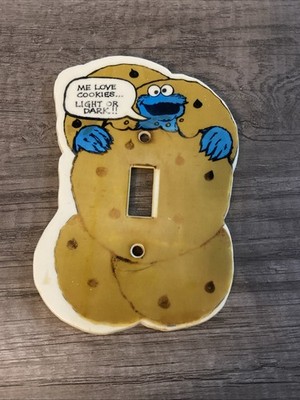 Vtg Cookie Monster 1980 Plastic Sesame Street Muppets Light Switch Cover