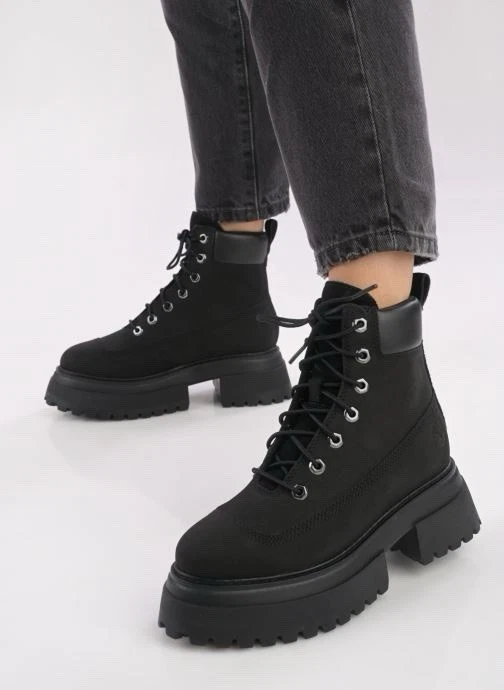 NUOVI stivali Timberland Sky 6 pollici stringati plateau nero nabuk donna 6 5
