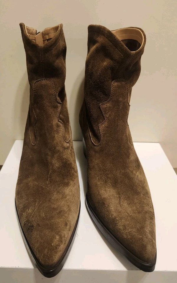 Nuevas Botas Occidentales Alberto Fasciani "Diletta" Marrón Gamuza Talla 9/39 Ret. $695 Foto 3 de 4