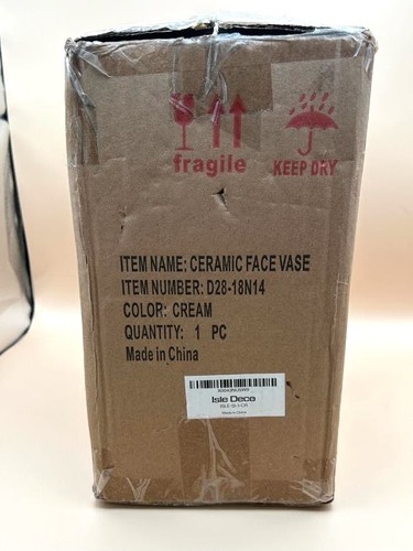 Ceramic Face Vase Isle Deco - Cream - Picture 7 of 8