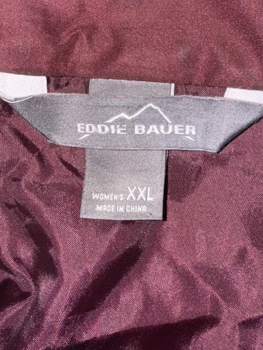 Eddie Bauer Long Jacket Womens XXL (48X28) Maroon Snap Front Insulated Coat - Picture 3 of 14