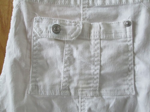 Vintage JORDACHE White Denim BIB Overall Shorts Size XL 14 16 - Picture 7 of 7
