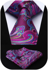 Ties for Men Paisley Tie and Pocket Square Woven Classic Floral Mens Ties Handke