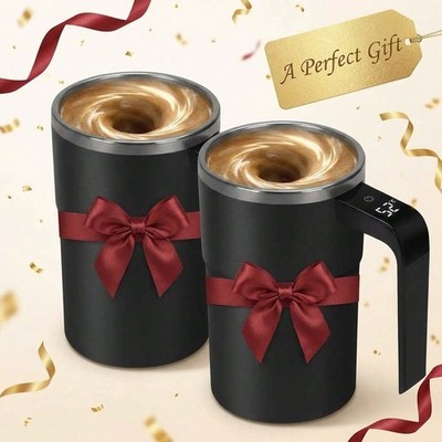 2 Pack Self Stirring Coffee Mug Rechargeable, 13.5oz Automatic Magnetic Mixing C