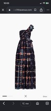 Ulla Johnson Women's Blue Valeria Tie-Dye Silk One-Shoulder Gown Dress Size 12