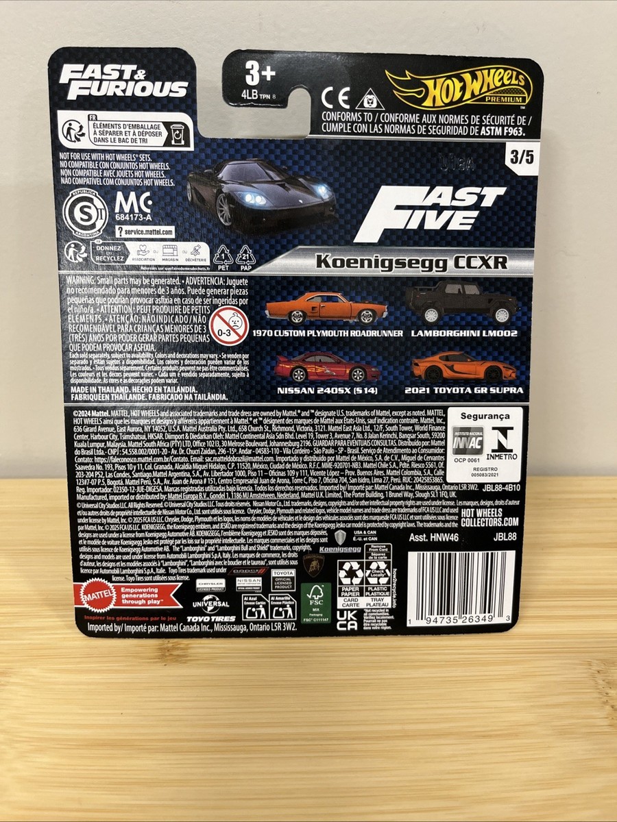 Hot Wheels 2025 Fast and Furious 2010 Koenigsegg CCXR 1:64 Scale