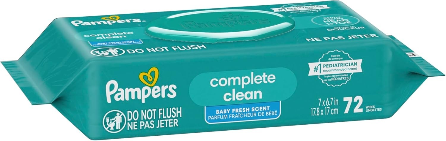 Pampers Baby Wipes, Complete Clean Baby Fresh Scented Wipe, Gently Cleans Head t