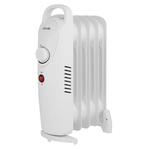 Abode 5 Fin Oil Filled Radiator 650W Portable Electric Heater in White, Overheat