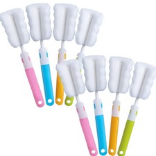 Bottle Brush 8PCS Sponge Cup Brush Set Cup Scrubber Brush Portable Long Handl...