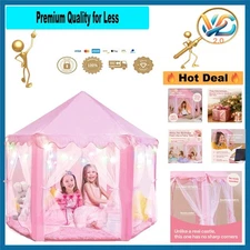Princess Tent for Kids 55x53 Starry LED Lights Indoor Playhouse Portable
