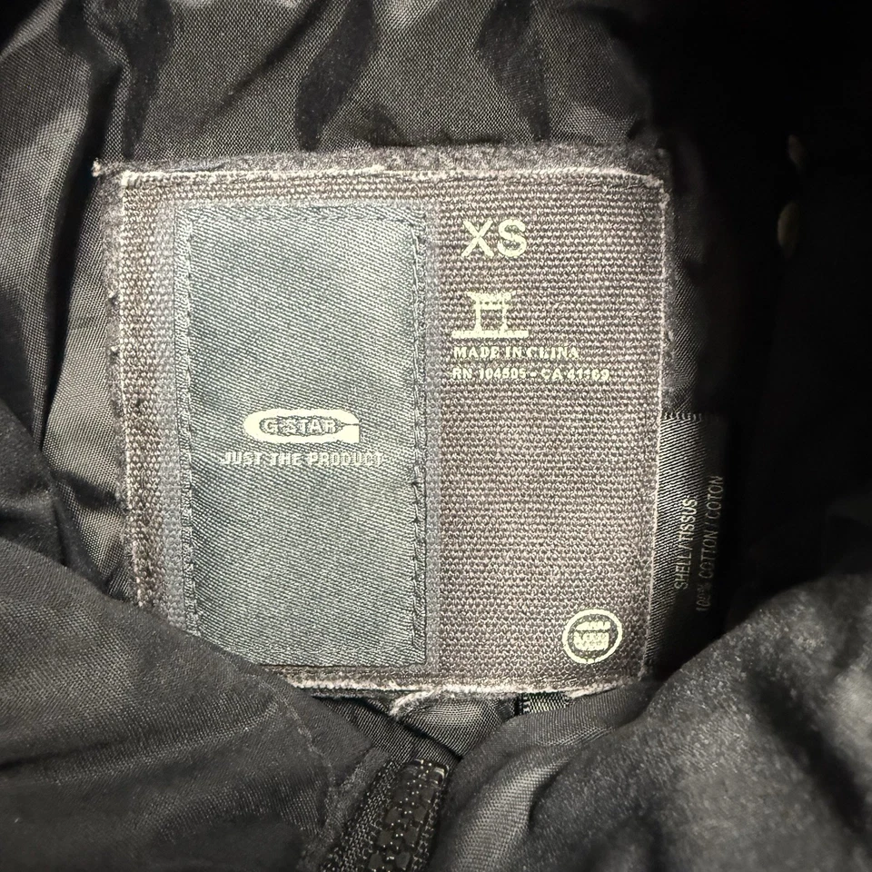 Chaqueta de mezclilla cruda G-Star Originals para mujer XS negra ropa de trabajo francesa utilitaria con capucha Foto 3 de 4