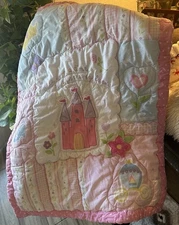 Vintage Disney Crown Crafts Once Upon A Time Castle Princess Blanket 30x40