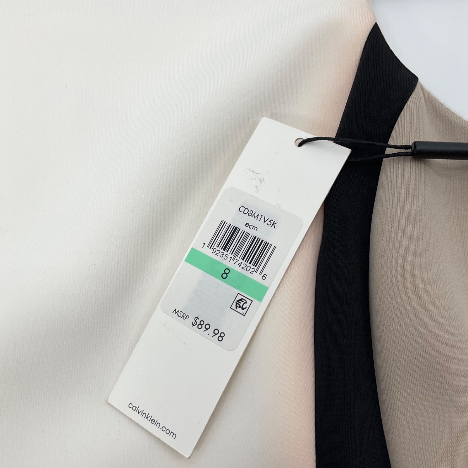 Calvin Klein Cream Colorblock Dress Sz 8 thumbnail 8