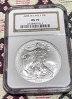 2008-W Burnished❤️‍🔥 1 oz American Silver Eagle🦅💎💎💎 NGC MS70💎💎💎