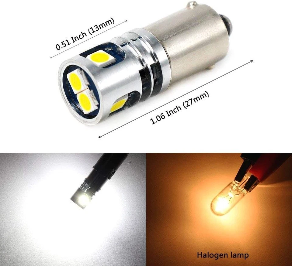 PHINLION 400LM Super Bright 3030 5-SMD 12V 24V BA9 BA9S 53 57 1889 1891 White  - Image 2 of 4