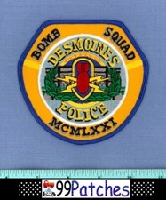 DES MOINES BOMB SQUAD IOWA Police Patch STATE CAPITAL BUILDING CAPITAL CITY 7B