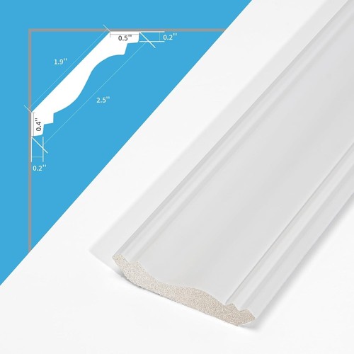10-Pack High Impact Polystyrene Ceiling Crown Molding Trim - 47 Ft White Decor - Picture 9 of 11