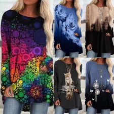 Women Long Sleeve Crew Neck T-shirt Loose Casual Blouse Tunic Tops Tee Pullover