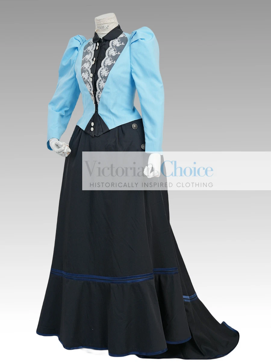 Vestido de Colección Victoriano Eduardiano Años 1890 1900 Vestido Traje Recreación Teatro 801