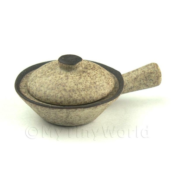 Puppenhaus Miniatur Handgemachte Keramik Steingut Wok Mit Deckel-image