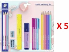 Staedtler Pastel Stationery Set (Pencils Pens Eraser Ruler Sharpener) 5 PACK