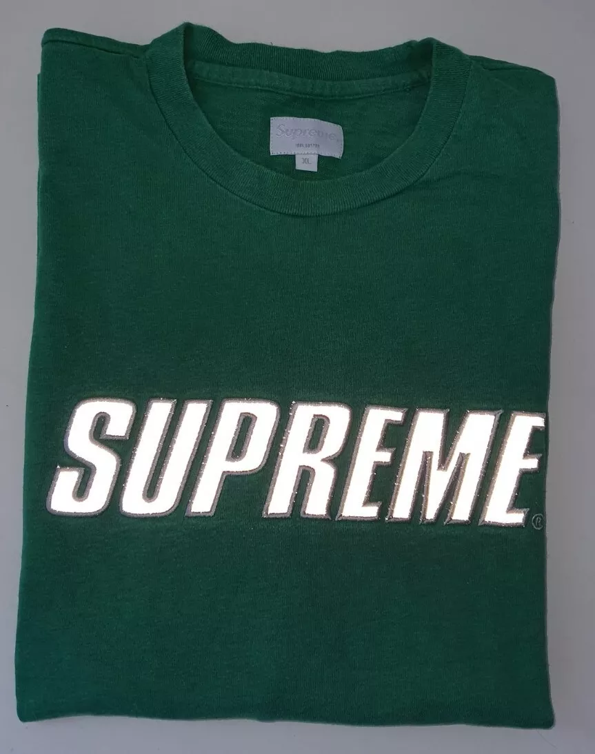 FW17 Supreme Reflective L/S Top Tee size XL T shirt heather kelly green