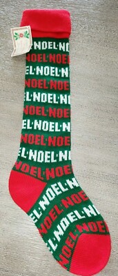 VINTAGE? CHRISTMAS KNIT STOCKING 25 INCH LONG NOEL red white green SUPER CONDITI