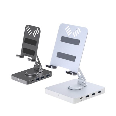Multi-Function Rotary-Folding Holder Laptop Phone Tablet Dock Stand USB3.0 5Gbps