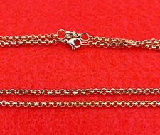 7"-84" GOLD PLATED 3MM OR 4 MM ROLO STUNNING LINK ROPE CHAIN NECKLACE-GOLD