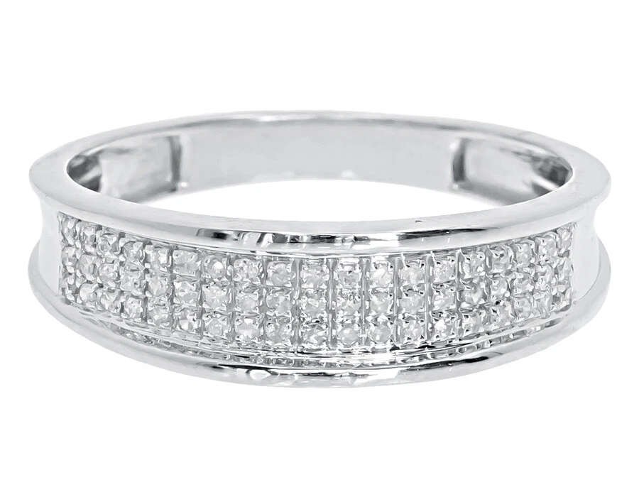 10k White Gold Mens 6mm Pave Diamond Band (0.20 ct)