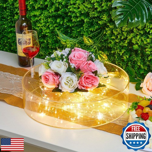 Sintuff 3 Pcs Acrylic Cake Stand with LED Lights 10'', 12'', 14'' Clear Filla - Picture 4 of 5