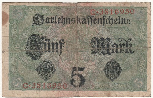 Germany 5 Mark 1917 Banknotes Circulated C-3816950 - Picture 2 of 2
