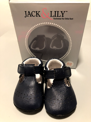Jack Lily navy leather baby shoes 6-12m BRAND NEW IN BOX
