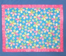HANDCRAFTED  MULTI-COLORED  FLOWER BABY BLANKET 29    X   37   INCHES-NEW