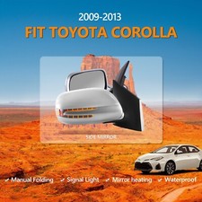 For 2009-2013 Toyota Corolla Side View Mirrors Silver Folding Pair Led 5 Pins