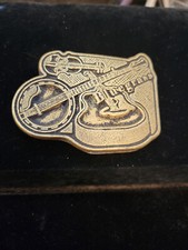 Bluegrass Belt Buckle Bango Guitar Fiddle Detailed 2  x3  Brass