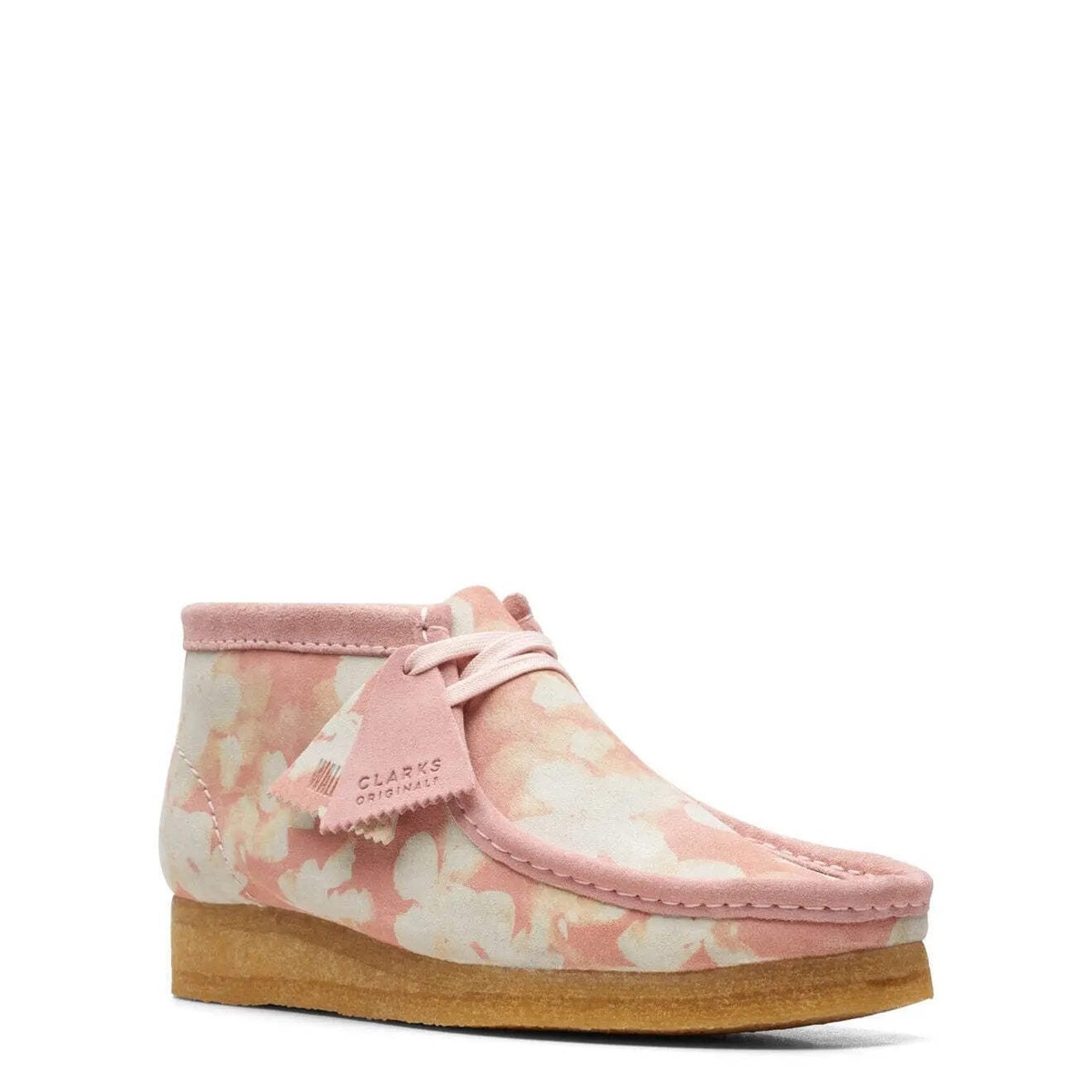 Official Clarks Originals Womens Wallabee Boot Pink Floral