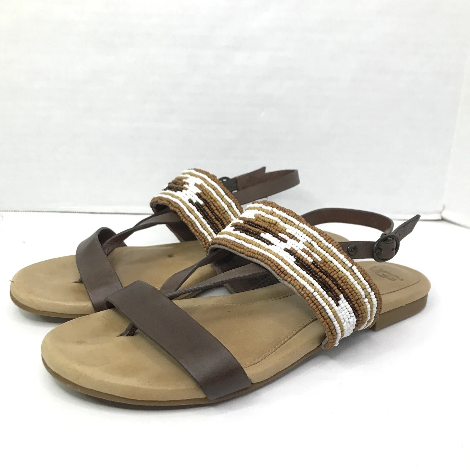 UGG Verona Serape Sandali con Perline Marrone Cioccolato 1011005 Cinturino Fibbia Tg. 7 5