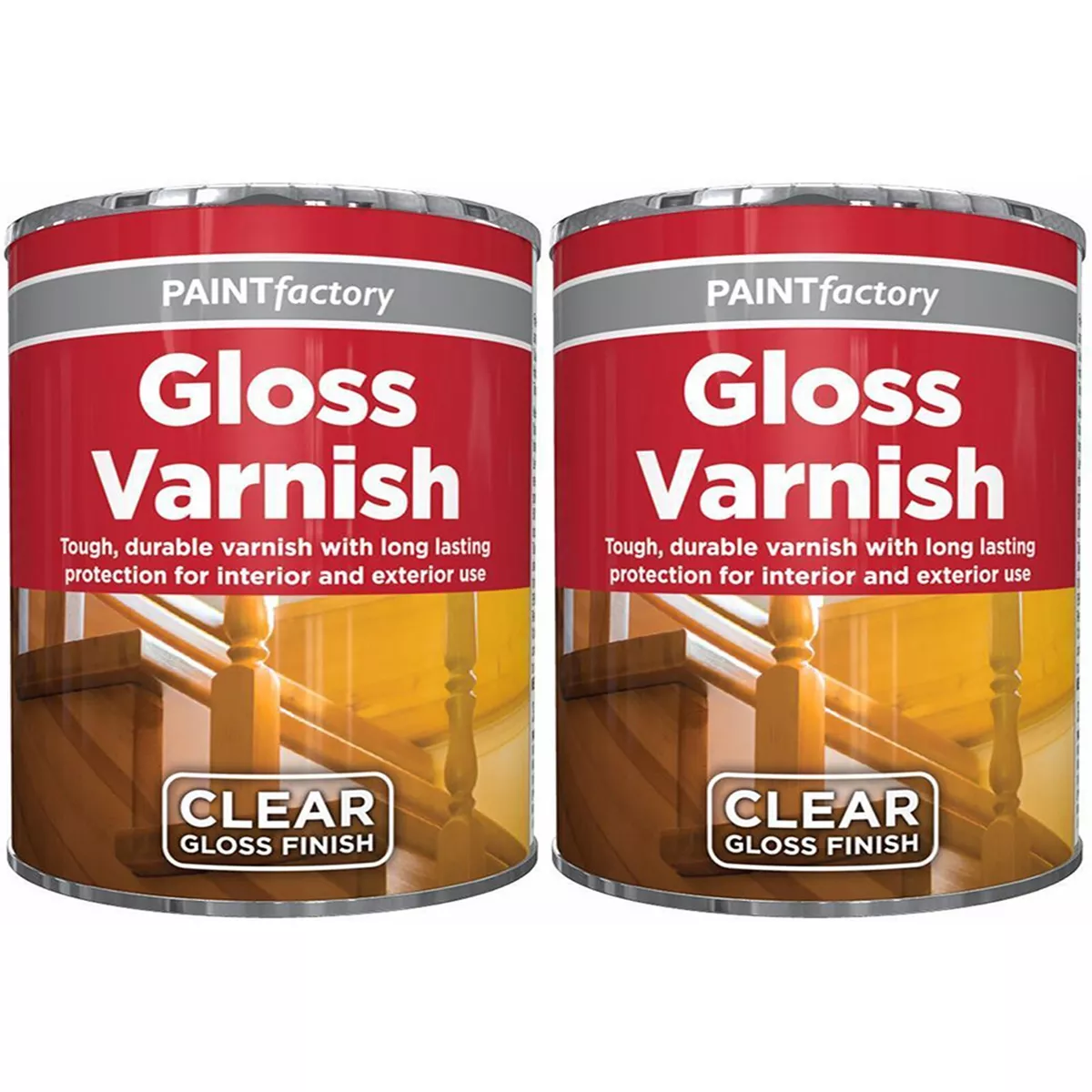 2x 300ML Clear Gloss Varnish Paint Tin Interior Exterior Surface