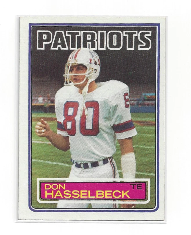 Don Hasselbeck 1983 Topps #331 Patriots NFL Football Card Vintage Tight End RAW