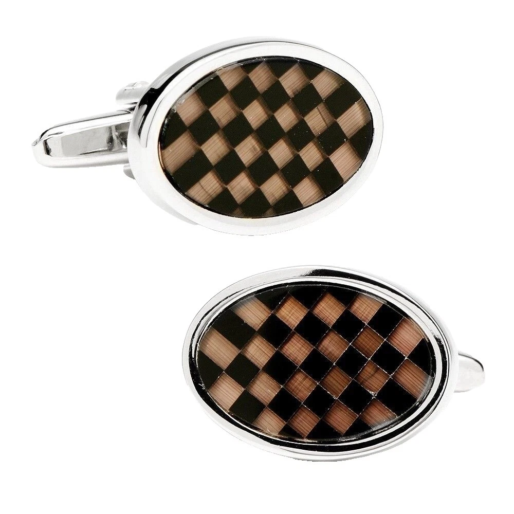 Chapado En Plata Joyería para Hombre Negro Cufflinks Inc