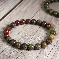 Natural Dragon Bloodstone 8mm Round Beads Healing Women Men Stretch Bracelet