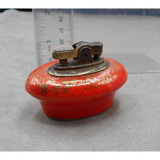 Vintage Ceramic Orange Tabletop Lighter Made in USA Pottery Base Midcentury