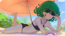 Anime tatsumaki onepunch man girls digital art beach Playmat Gaming Mat Desk