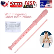 8 Holes Woodnote Ivory Soprano Recorder Flute Baroque Musical Instrument Pink