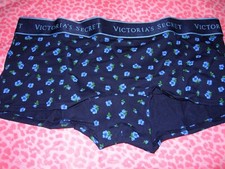 Victoria's Secret Lingerie Shorty Shortie Boyshort Blue Navy Floral LOGO XL NWT